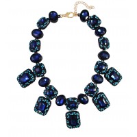 Aphra Sapphire Aqua Crystal Encrusted Statement Necklace